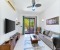 Living room with access to the terrace and large TV