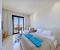 Modern equipped living room with large double bed