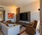 Cozy living room with large smart TV 