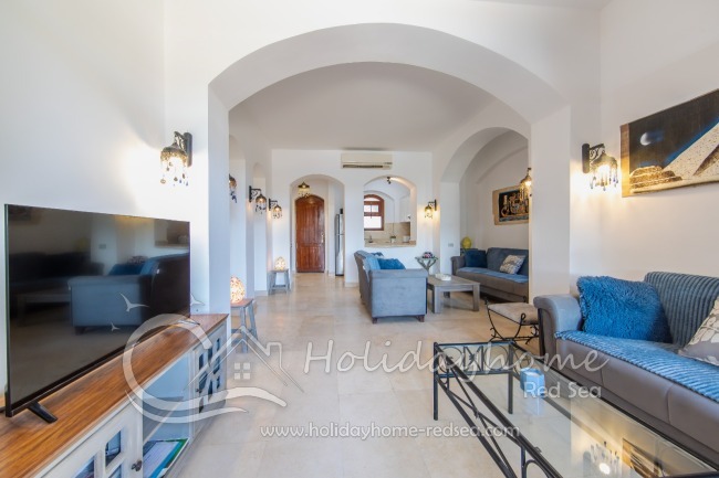 Open Living area with smart TV