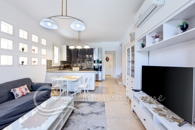 Bright living room with smart TV