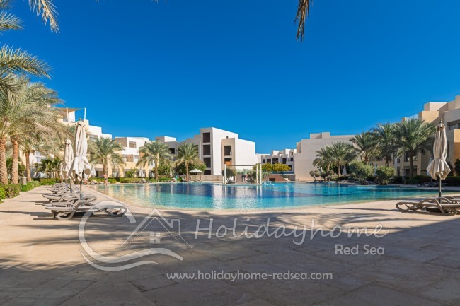 Large shared pool with sun loungers